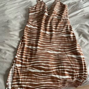 A New Day Brown and White V-Neck Sundress